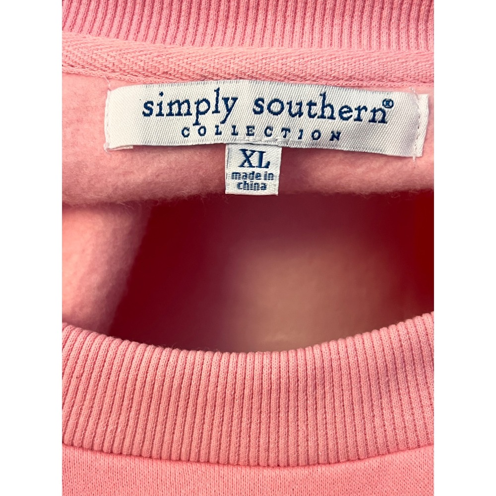 Simply Southern Merry Christmas Pink Sweatshirt XL Bow Sleeve Holiday Crewneck - Picture 7 of 7